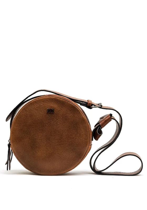 RFID - blocking men's crossbody bag for security - conscious travelersXti Round Crossbody Bag, Camel RFID - blocking men's crossbody bag for security - conscious travelersXti Round Crossbody Bag, Camel