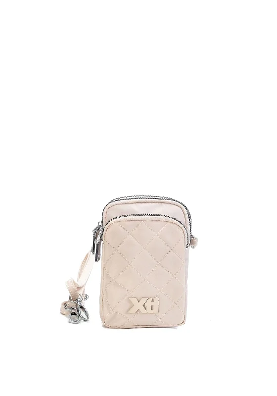 Minimalist men's crossbody bag with a single compartment for simplicityXti Quilted Phone Crossbody Bag, Beige