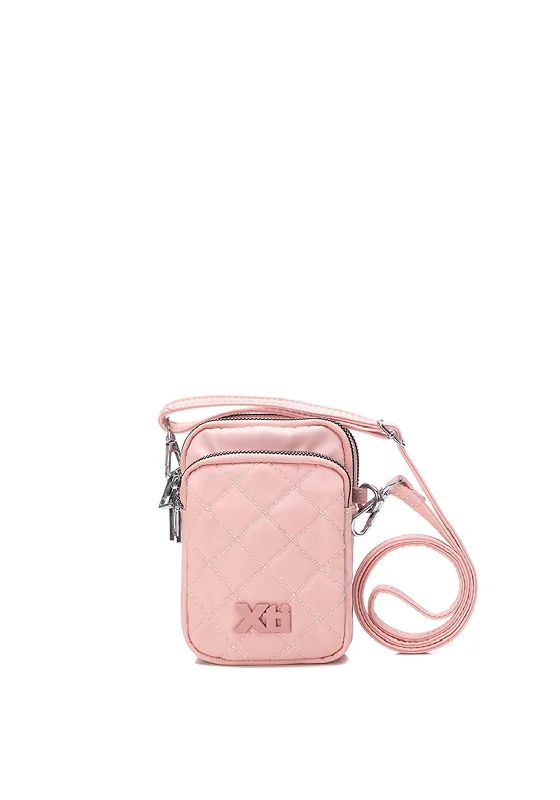 Waterproof nylon men's crossbody bag for outdoor activitiesXti Quilted Phone Crossbody Bag, Pink
