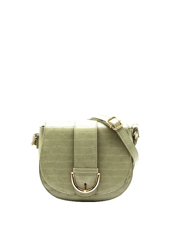Minimalist men's crossbody bag with a single compartment for simplicityZen Collection Crocodile Print Crossbody Bag, Sage