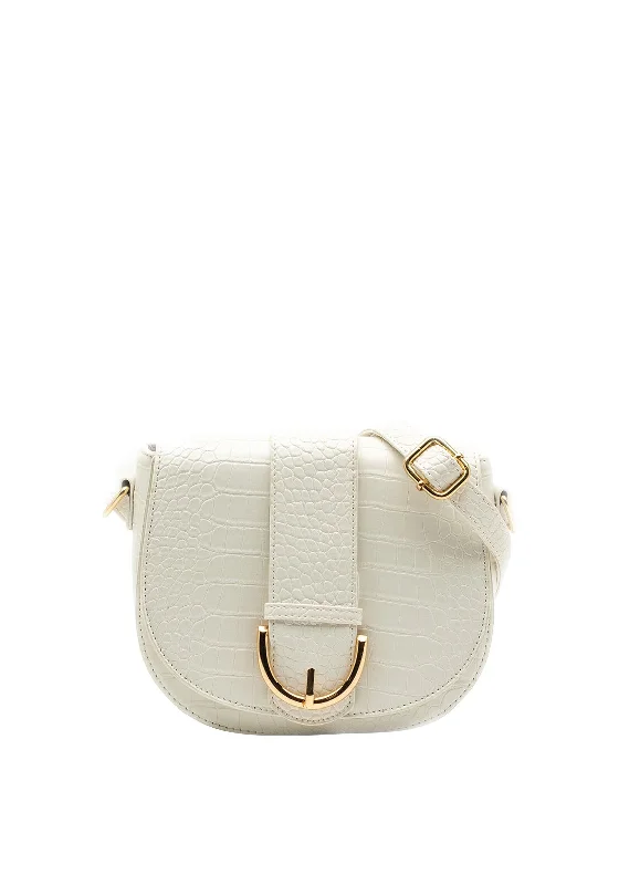 Waterproof nylon men's crossbody bag for outdoor activitiesZen Collection Crocodile Print Crossbody Bag, White