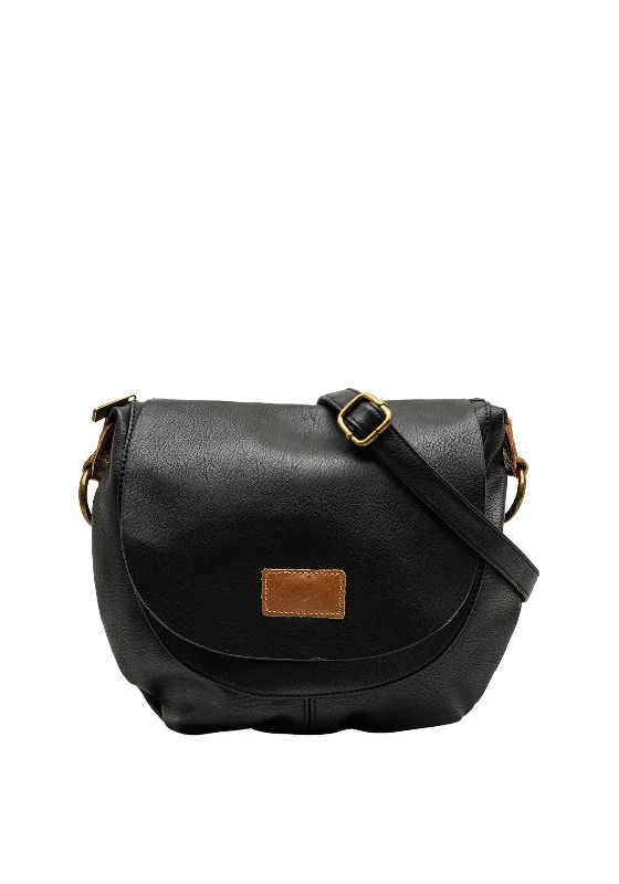 Soft suede men's crossbody bag for a luxurious feelZen Collection Flap Satchel Small Crossbody Bag, Black