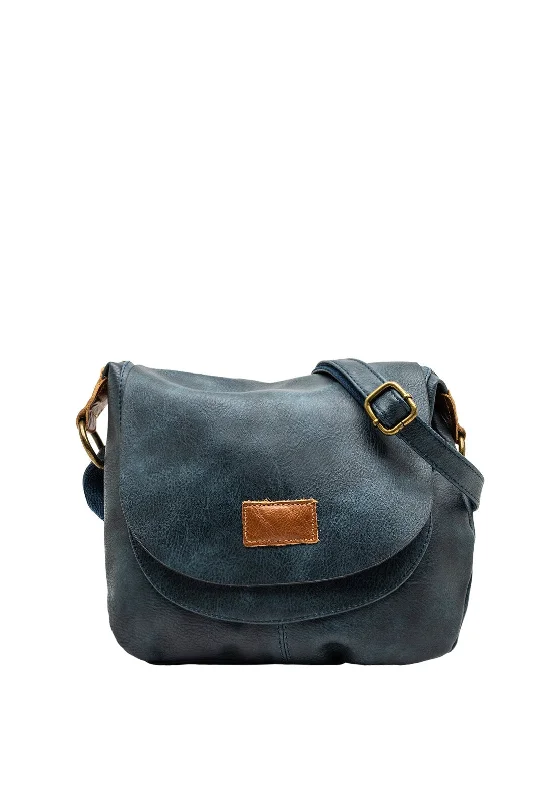 Military - style men's crossbody bag with MOLLE webbing for attachmentsZen Collection Flap Satchel Small Crossbody Bag, Dark Blue