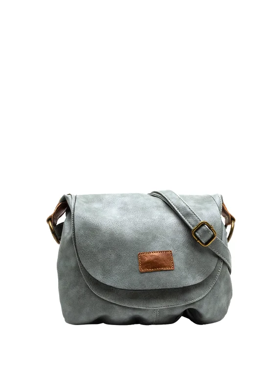 Convertible men's crossbody bag that can be worn as a shoulder bagZen Collection Flap Satchel Small Crossbody Bag, Grey