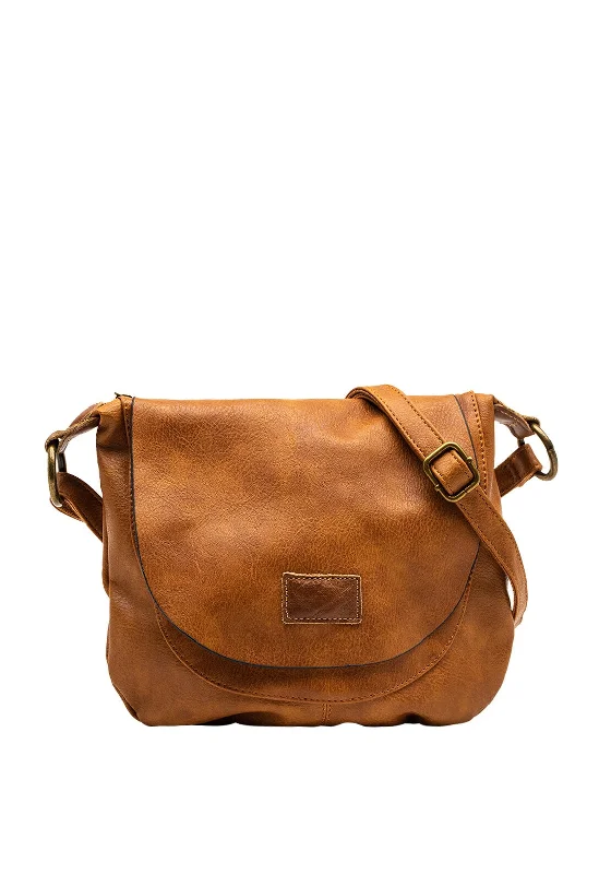 Men's crossbody bag with a hidden anti - theft pocketZen Collection Flap Satchel Small Crossbody Bag, Tan
