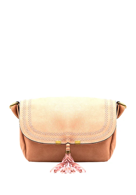 Men's crossbody bag made from recycled materials for eco - friendly usersZen Collection Fringe Tassel Satchel Small Crossbody Bag, Light Pink