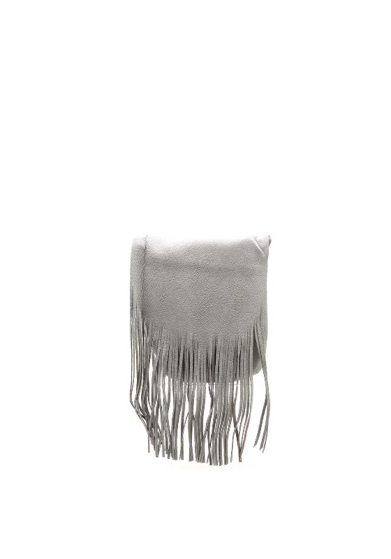 Men's crossbody bag with multiple interior pockets for organizationZen Collection Fringed Small Crossbody Bag, Grey