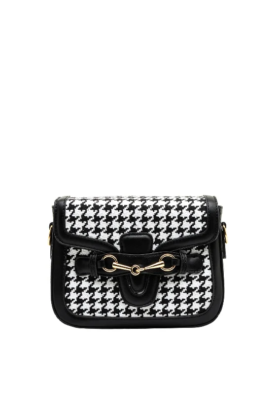 Men's crossbody bag with multiple interior pockets for organizationZen Collection Houndstooth Small Crossbody Bag, Black Men's crossbody bag with multiple interior pockets for organizationZen Collection Houndstooth Small Crossbody Bag, Black