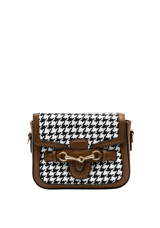 Urban men's crossbody bag with a modern, sleek designZen Collection Houndstooth Small Crossbody Bag, Brown Urban men's crossbody bag with a modern, sleek designZen Collection Houndstooth Small Crossbody Bag, Brown