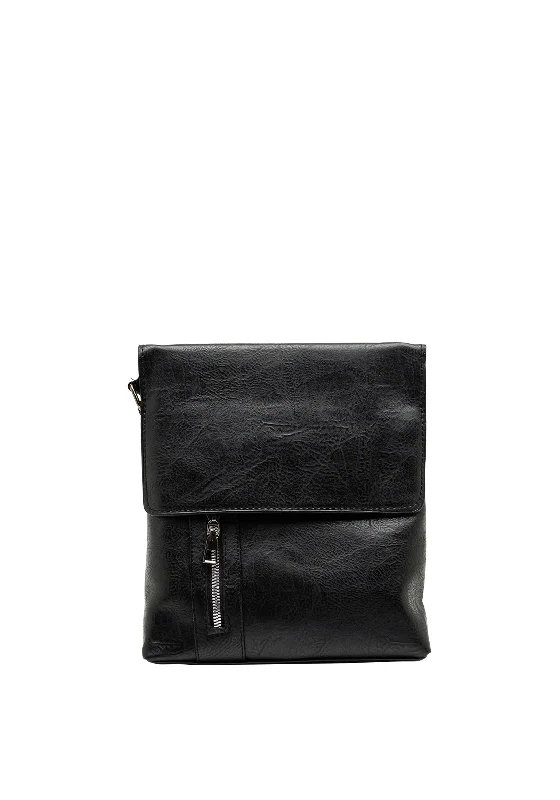 Men's crossbody bag with a built - in charging port for tech use on the goZen Collection Satchel Medium Crossbody Bag, Black