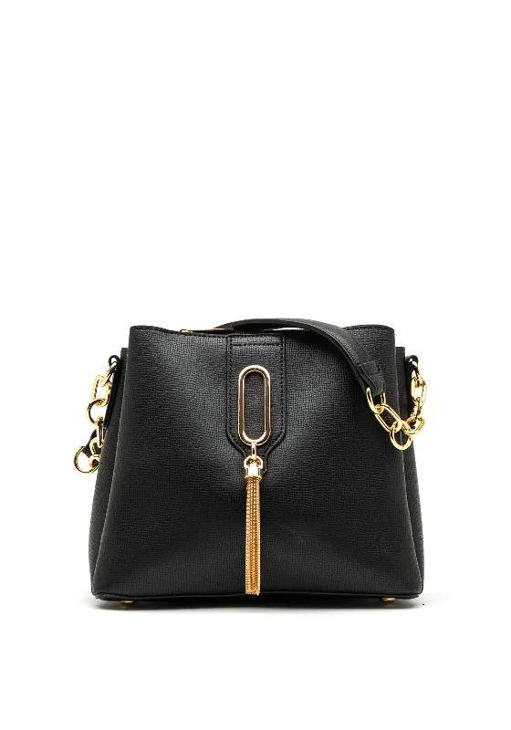 Minimalist men's crossbody bag with a single compartment for simplicityZen Collection Tassel Hardware Small Crossbody Bag, Black